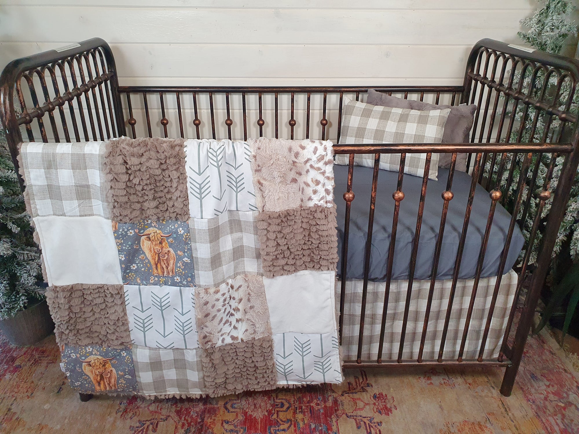 Highland Cow Boy Nursery Starter Set: Crib Bedding & Decor – Modified Tot