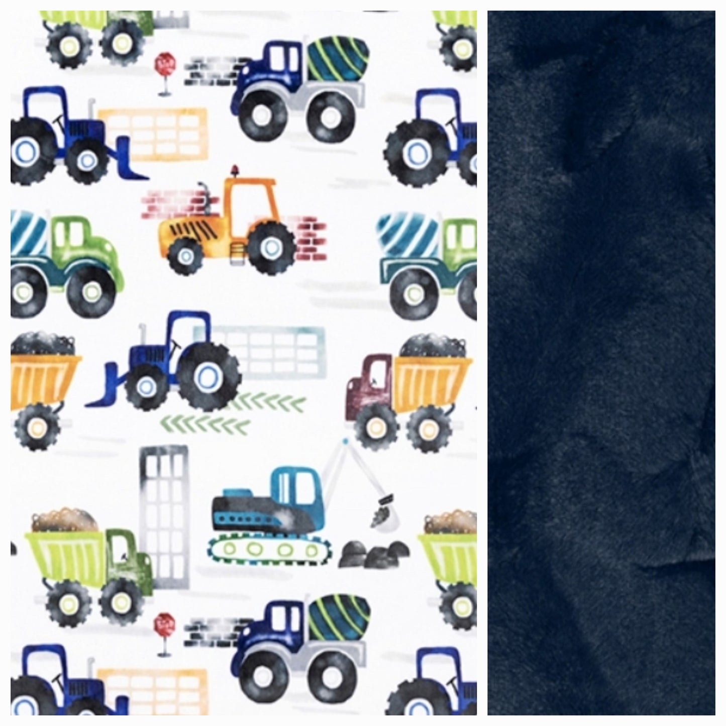 Christmas Gift - Trucks and Navy Minky Blanket Ships 3 business days - DBC Baby Bedding Co 