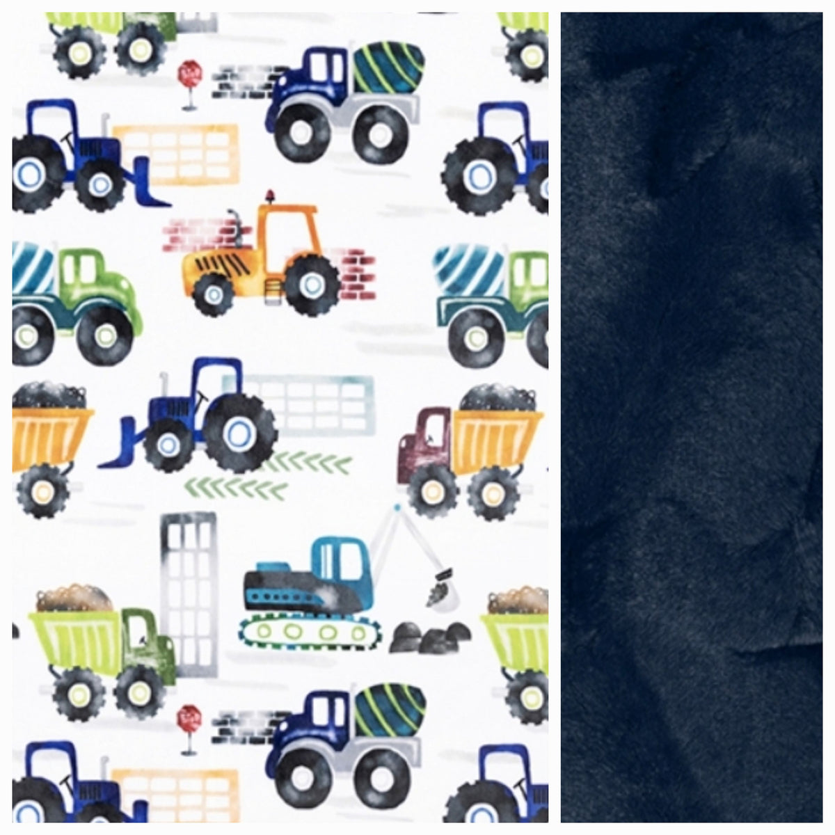 Christmas Gift - Trucks and Navy Minky Blanket Ships 3 business days - DBC Baby Bedding Co 