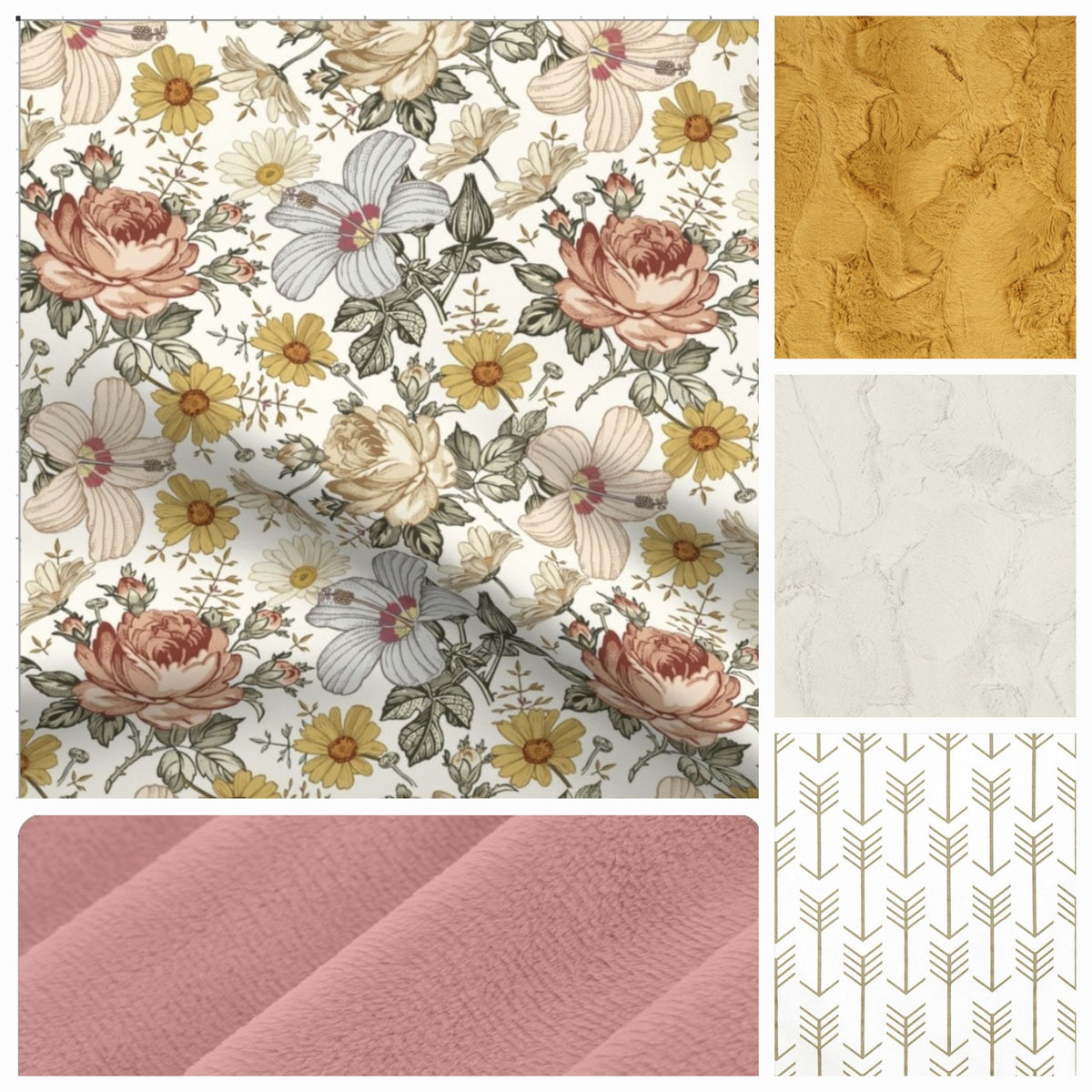 New Release Girl Crib Bedding- Vintage Boho Floral Rose Baby Bedding Collection - DBC Baby Bedding Co 
