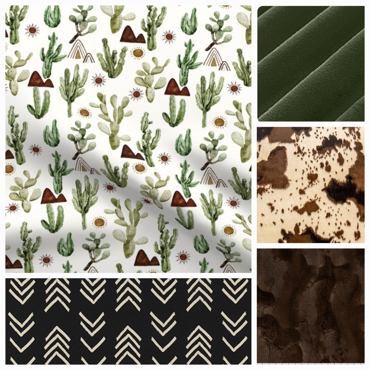 New Release Boy Crib Bedding- Cactus Mountains and Cow Minky Western Baby Bedding Collection - DBC Baby Bedding Co 