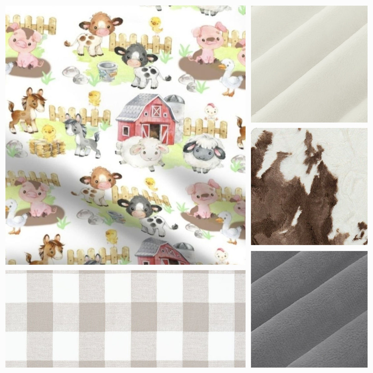 New Release Boy Crib Bedding- Baby Farm Animals and Brownie Calf Minky Farm Baby Bedding Collection - DBC Baby Bedding Co 