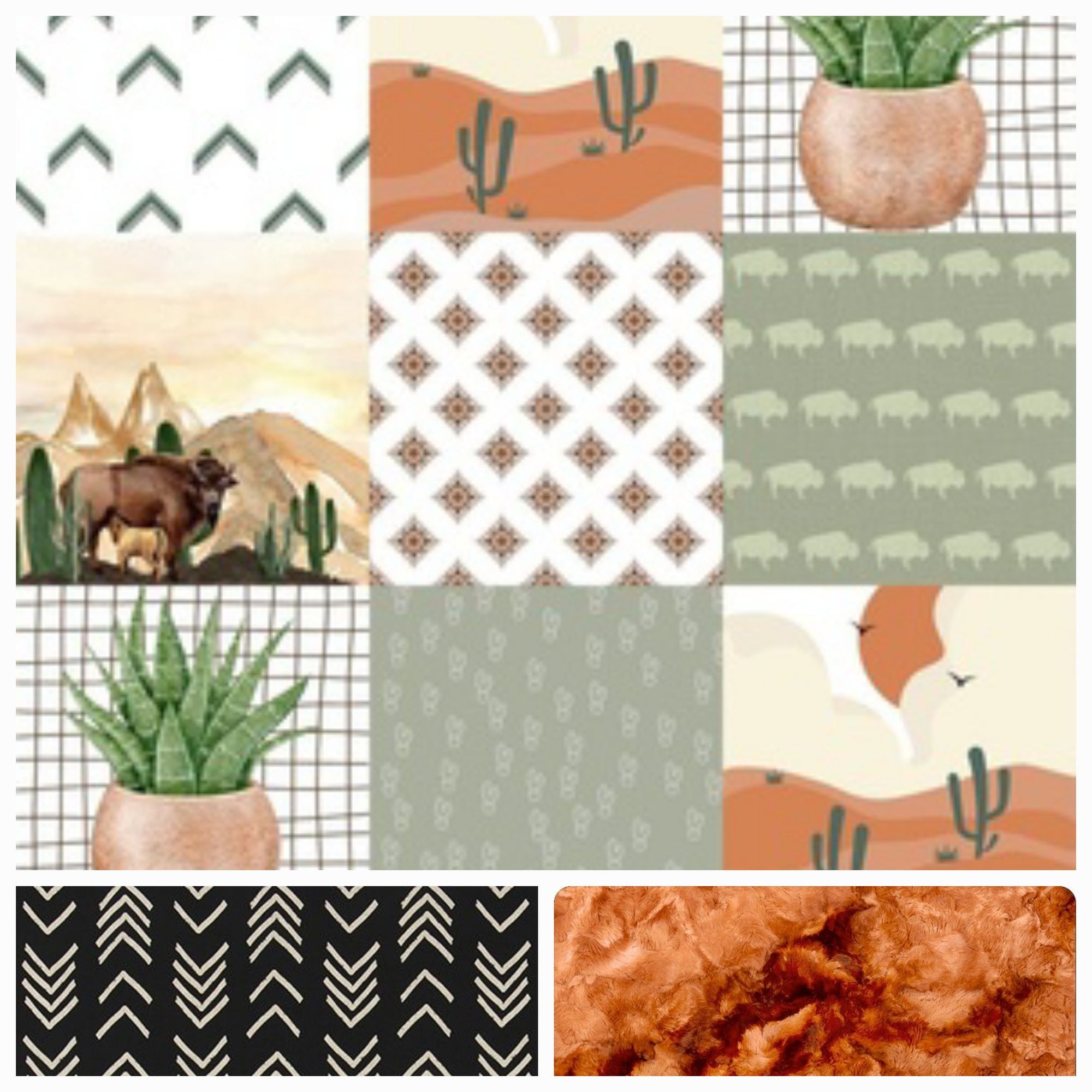 New Release Boy Crib Bedding - Bison and Desert Cactus Western Baby Bedding & Nursery Collection - DBC Baby Bedding Co 