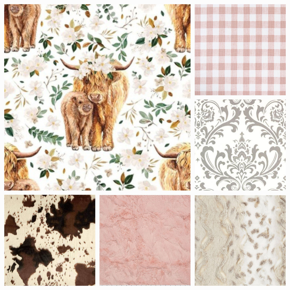 New Release Girl Crib Bedding - Magnolia Highland Cow and Cow Minky Western Baby Bedding &amp; Nursery Collection - DBC Baby Bedding Co 