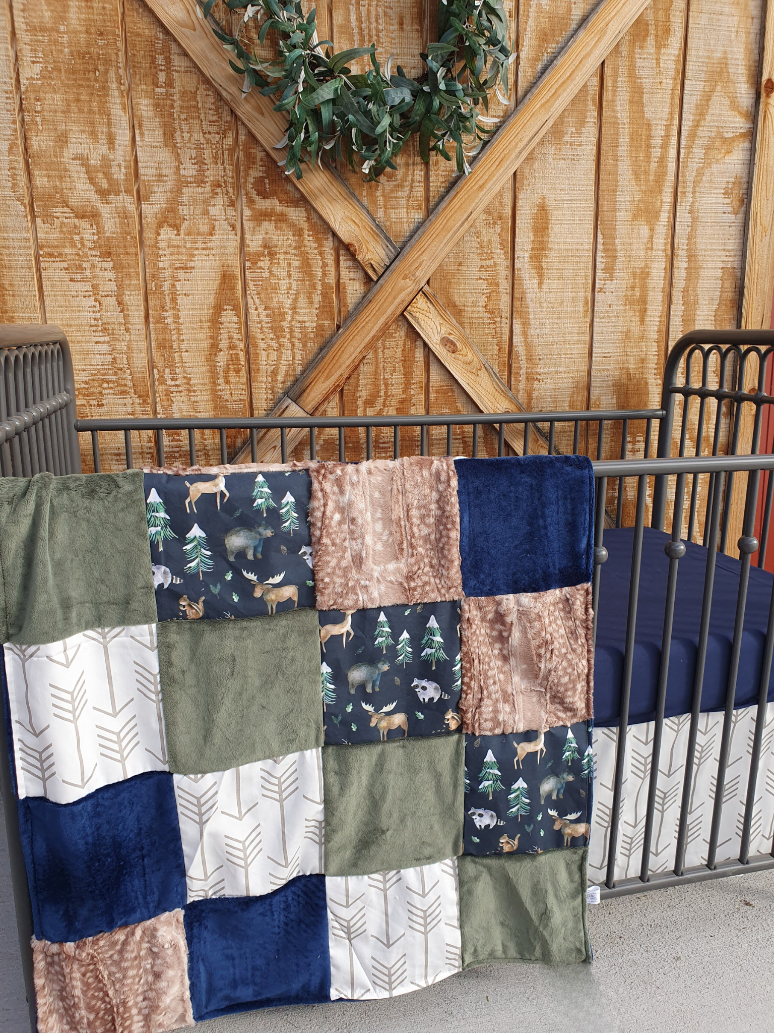 New Release Boy Crib Bedding- Moose, Bear, Deer Woodland Baby Bedding Collection - DBC Baby Bedding Co 