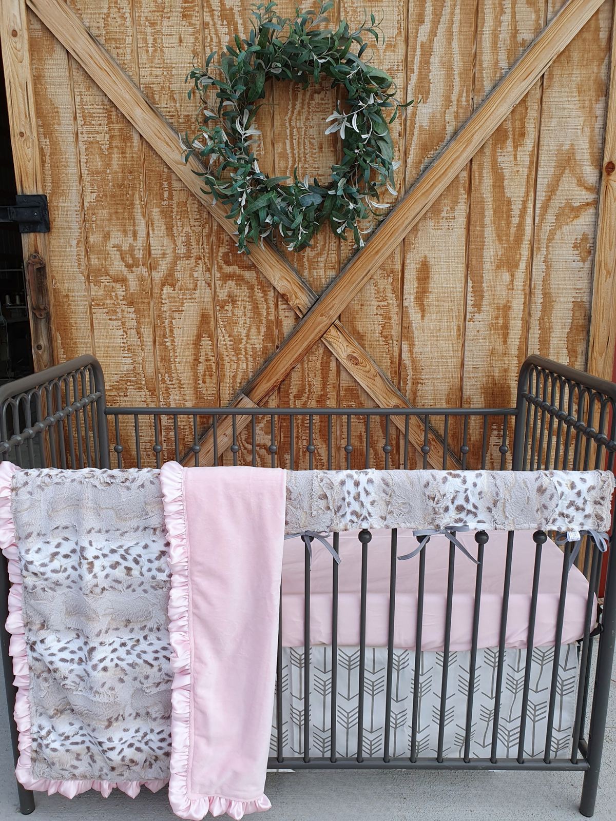 New Release Girl Crib Bedding- Lynx Minky and Blush Baby Bedding Collection - DBC Baby Bedding Co 