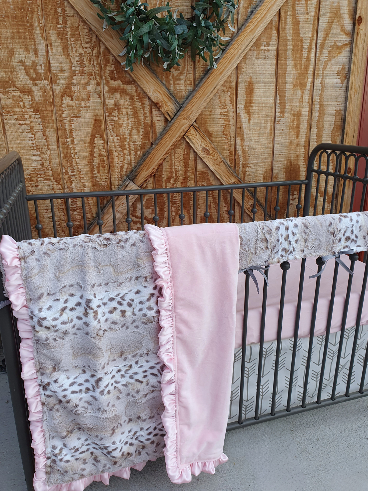 New Release Girl Crib Bedding- Lynx Minky and Blush Baby Bedding Collection - DBC Baby Bedding Co 