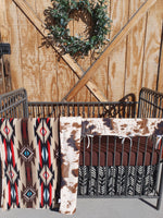 New Release Boy Crib Bedding- Brown Aztec and Cow Minky Western Baby Bedding Collection - DBC Baby Bedding Co 