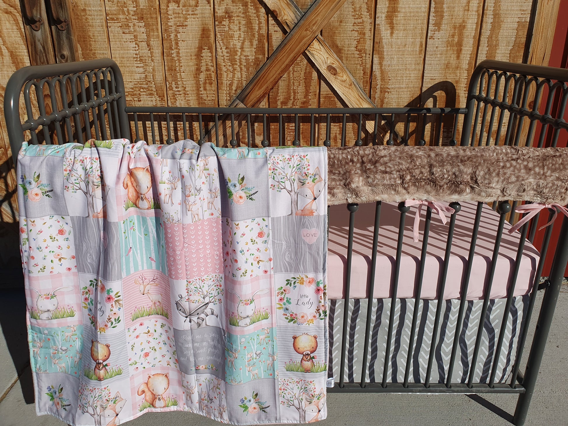 New Release Girl Crib Bedding - Little Lady Floral Woodland Animals Baby Bedding Collection - DBC Baby Bedding Co 