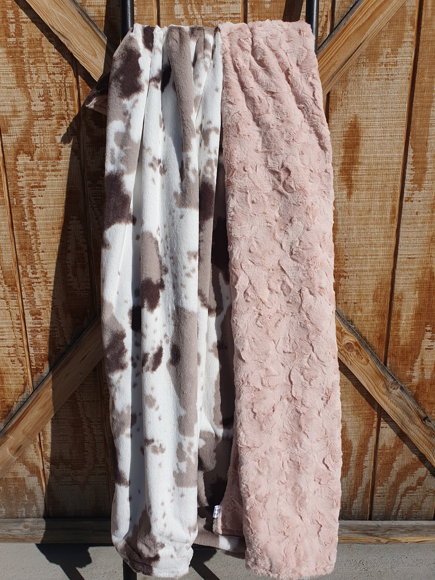 Live Blanket Sale - 60x60 Brown Sugar Cow Minky and Dusty Rose Minky - DBC Baby Bedding Co 