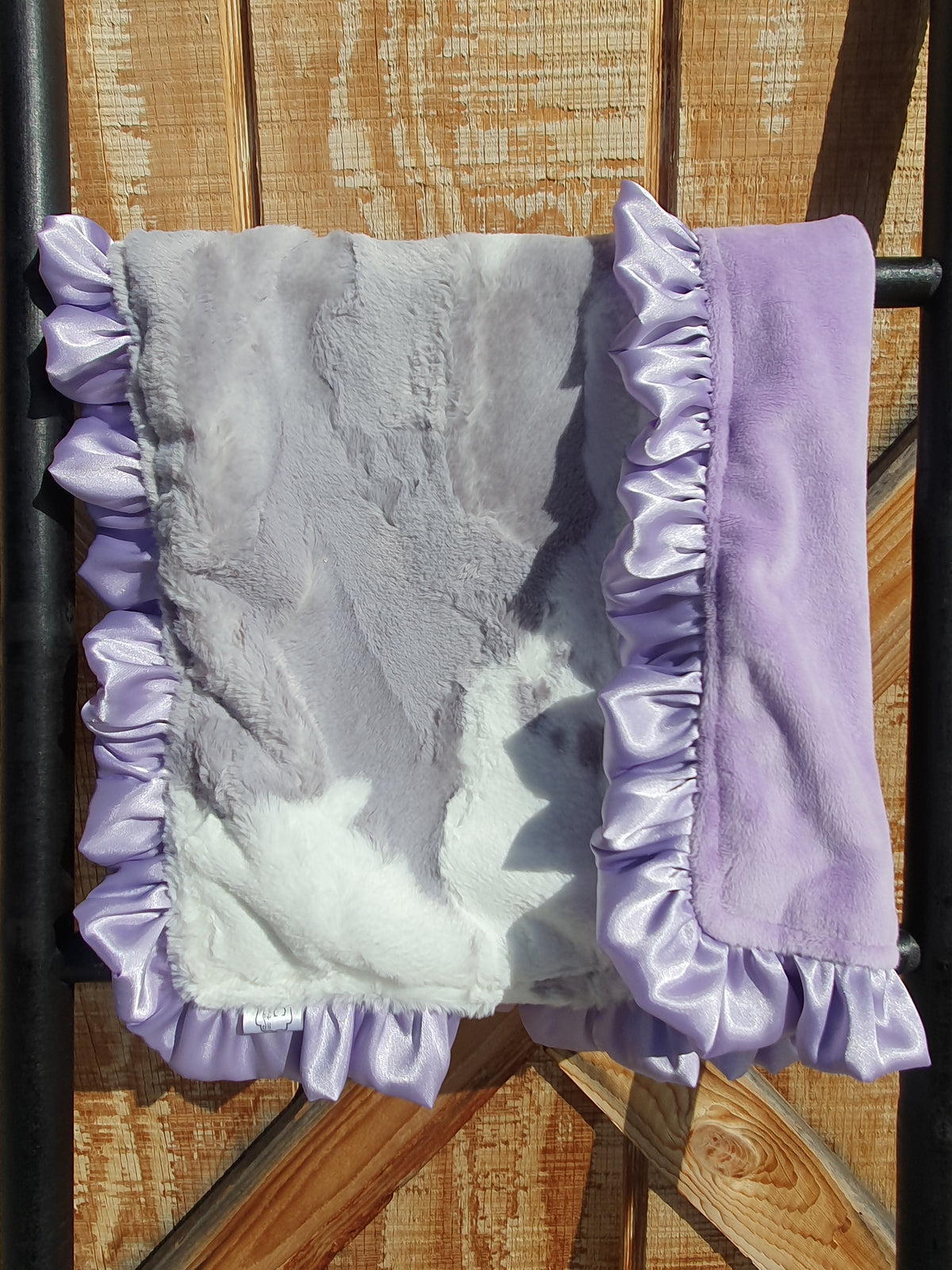 Live Blanket Sale - 18&quot; Lovey Gray Calf and Lilac Minky - DBC Baby Bedding Co 