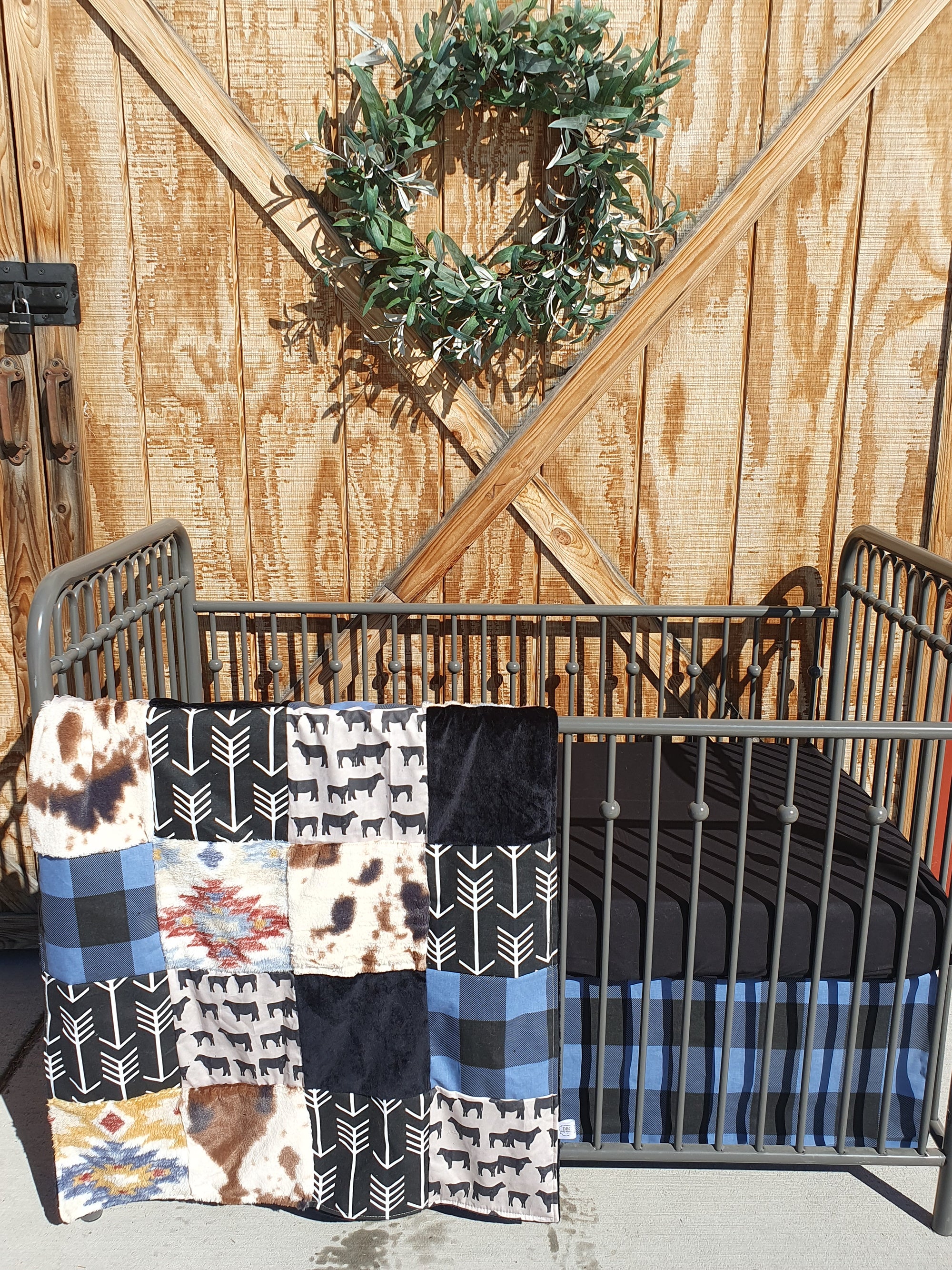 Live Bedding Sale - Angus and Blue Check Collection - DBC Baby Bedding Co 