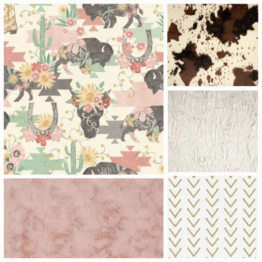 New Release Girl Crib Bedding - Southwest Buffalo and Cow Minky Western Baby Bedding & Nursery Collection - DBC Baby Bedding Co 