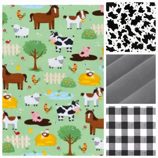 New Release Neutral Crib Bedding - Farm Animals and Black White Cow Farm Baby & Toddler Bedding Collection