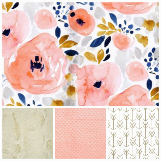 New Release Girl Crib Bedding- Peach Floral Baby & Toddler  Bedding Collection - DBC Baby Bedding Co 