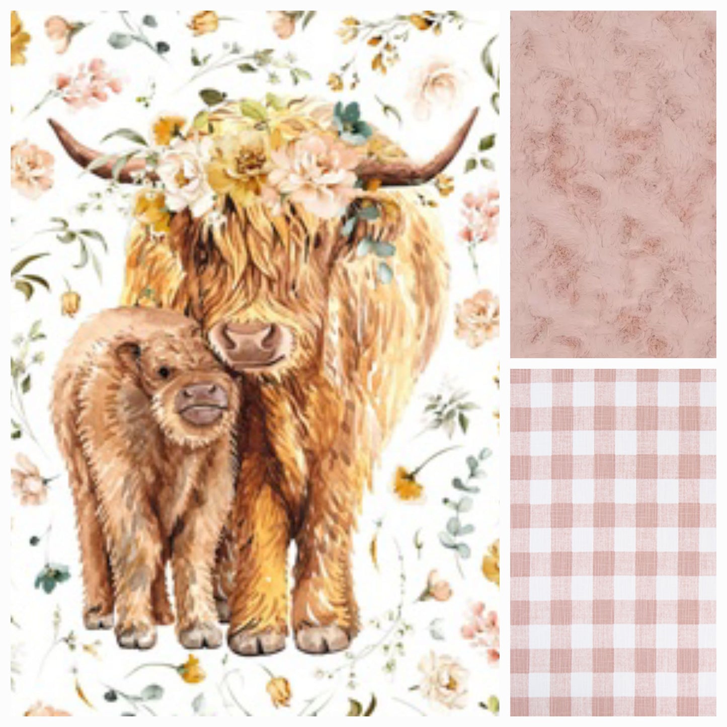 New Release Girl Crib Bedding- Garden Floral Highland Cow Western Baby & Toddler  Bedding Collection