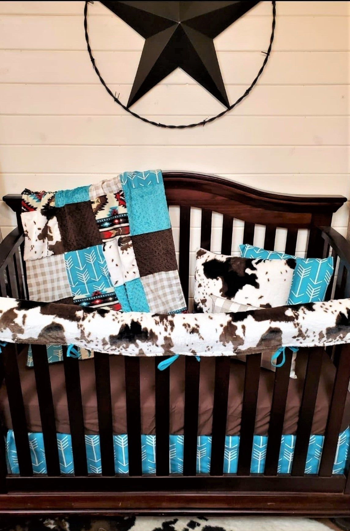 Boy Crib Bedding - Aztec and Teal Arrow Western Crib Bedding & Toddler Bedding Collection - DBC Baby Bedding Co 