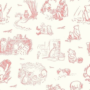 New Release Girl Crib Bedding- Dusty Rose Classic Winnie Pooh Toile Baby Bedding & Nursery Collection - DBC Baby Bedding Co 