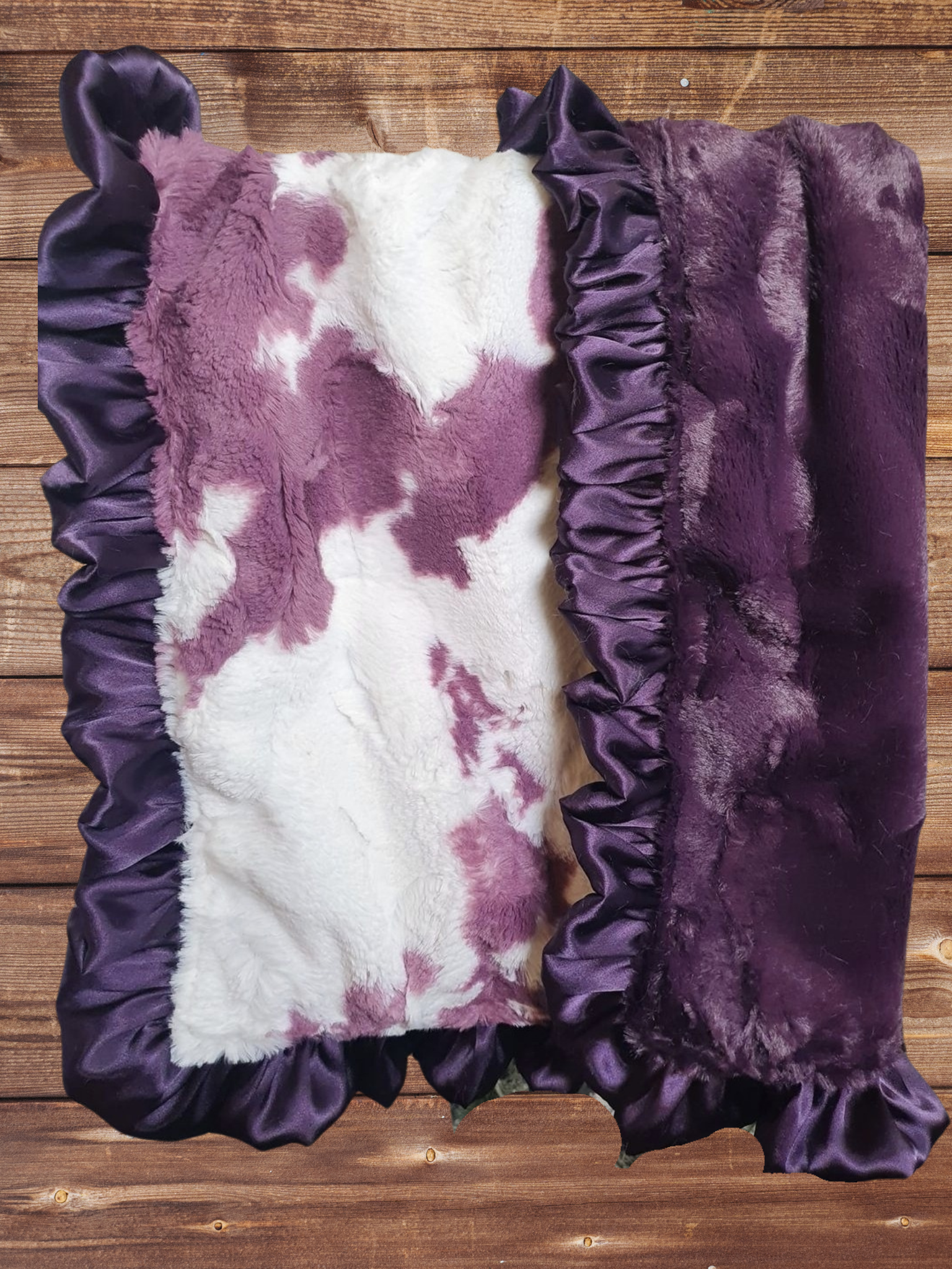 Ruffle Baby Lovey - Plum Calf Minky Western Lovey - DBC Baby Bedding Co 