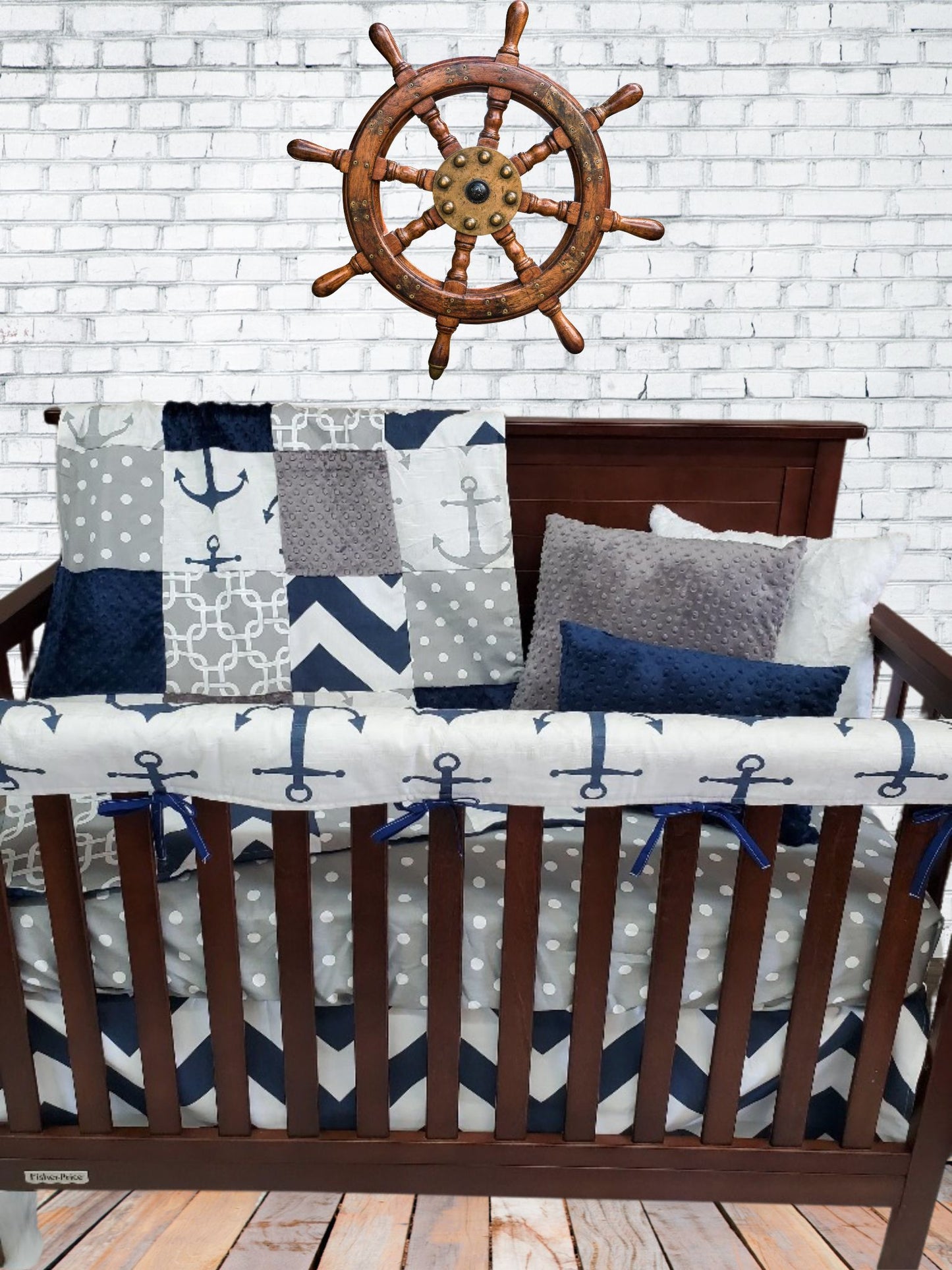 Boy Crib Bedding - Nautical Anchor Baby Bedding & Nursery Collection - DBC Baby Bedding Co 