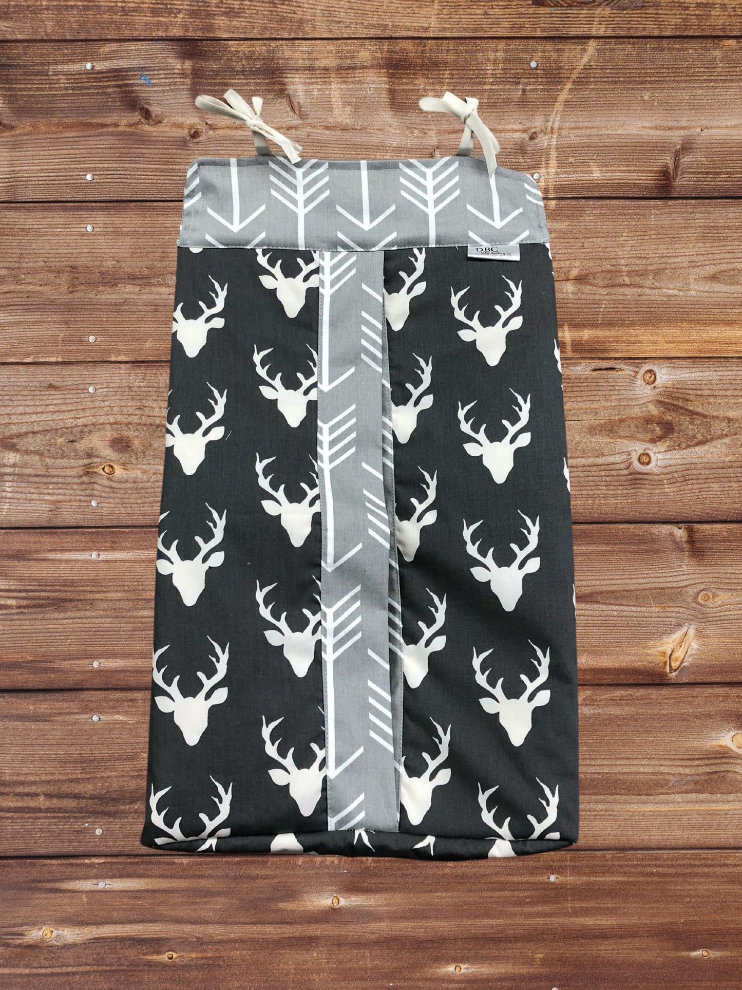 Diaper stacker - Gray buck with Gray Arrow Trim Woodland Diaper Stacker - DBC Baby Bedding Co 