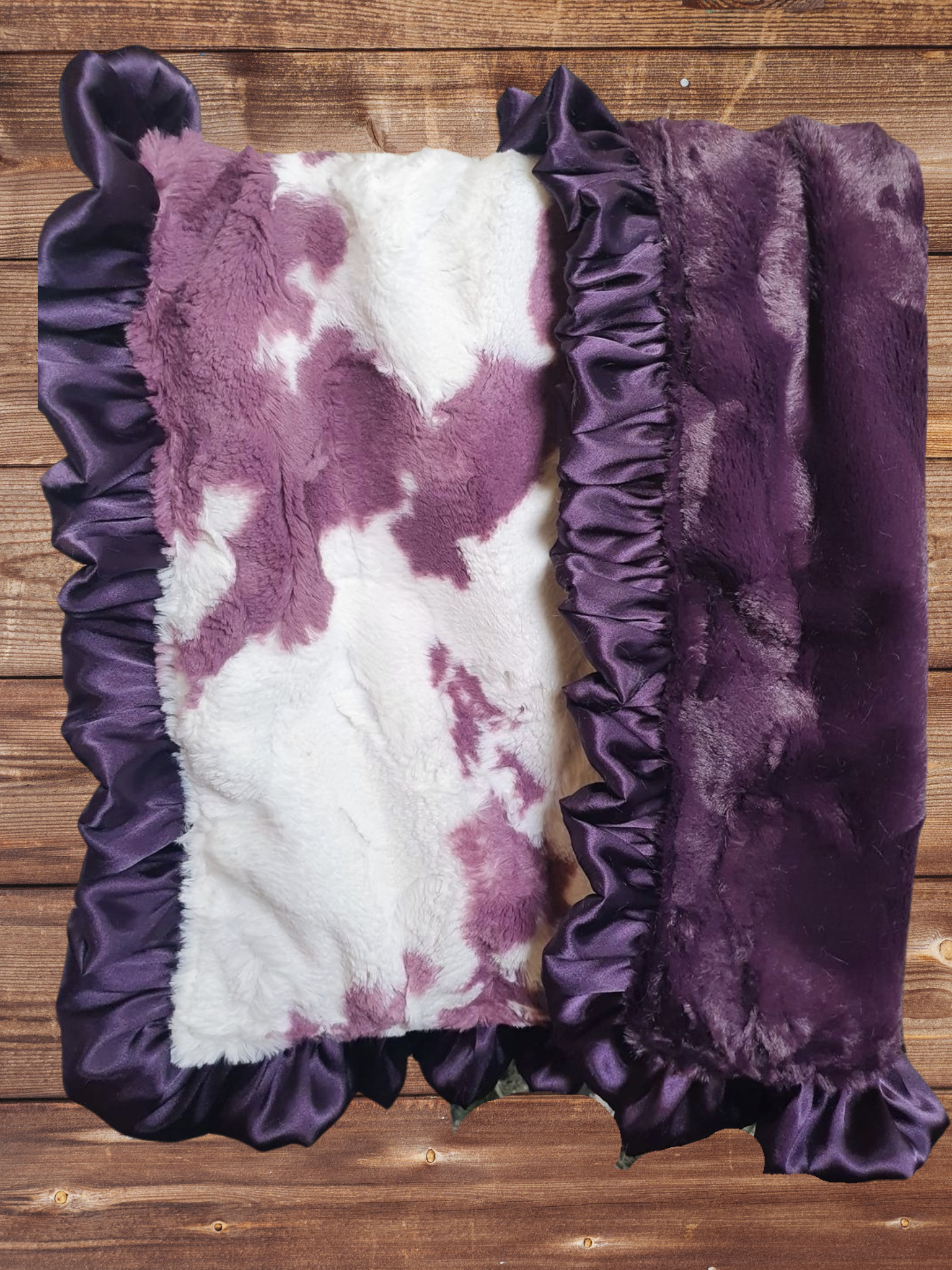 Baby Ruffle Blanket - Plum Calf Minky Western Blanket - DBC Baby Bedding Co 