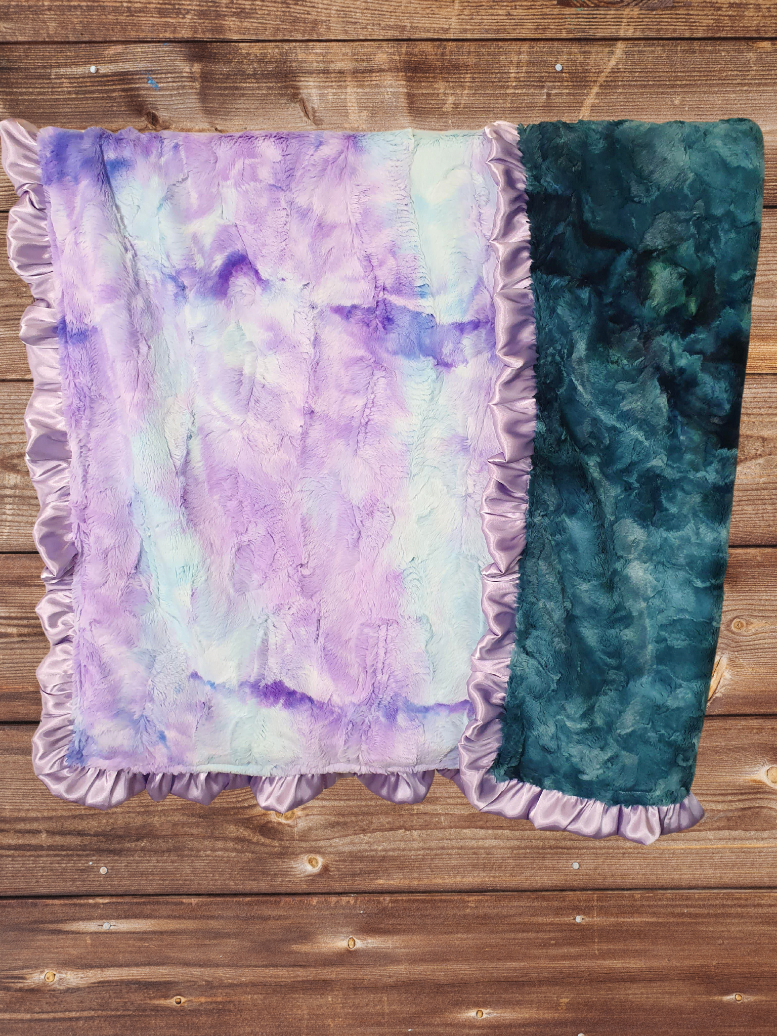 Ruffle Baby Blanket - Mermaid Minky and Mallard Galaxy Minky Blanket - DBC Baby Bedding Co 