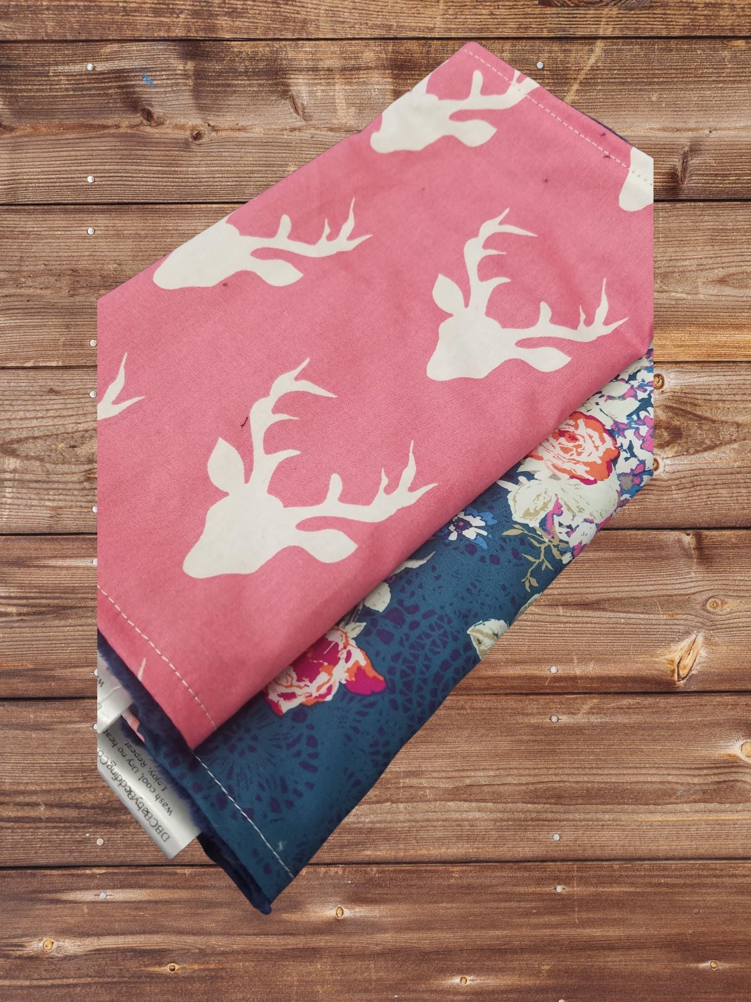 Burp Cloth Set - Buck and Navy Floral Woodland Burp Cloths - DBC Baby Bedding Co 