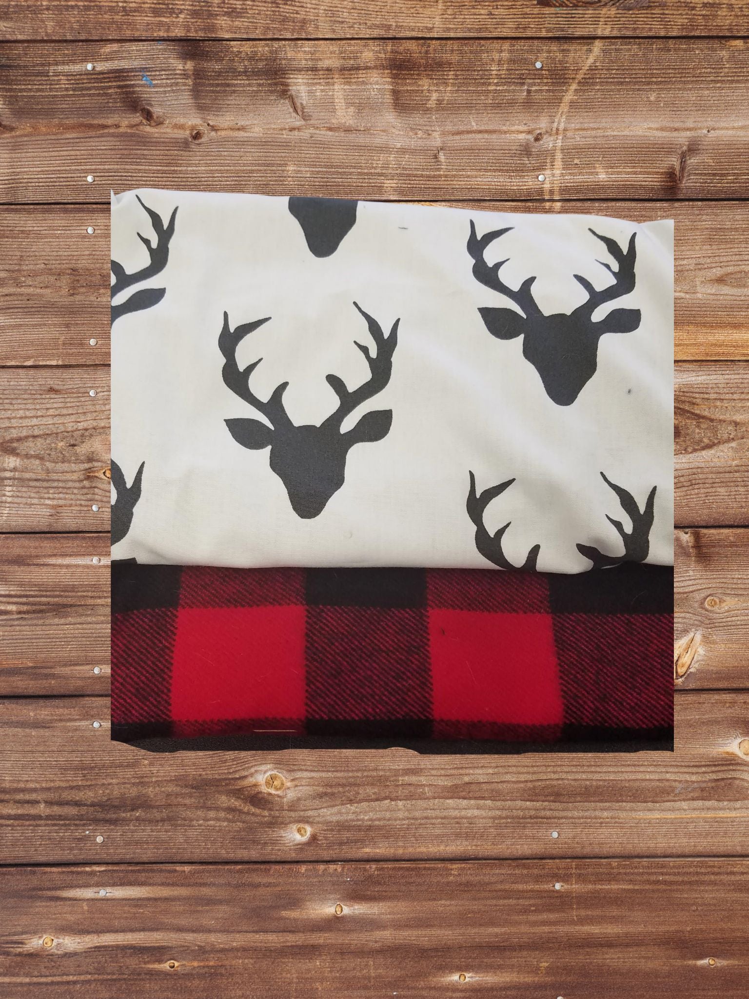 Burp Cloth Set - Buck and Red Black Check Woodland Burp Cloths - DBC Baby Bedding Co 