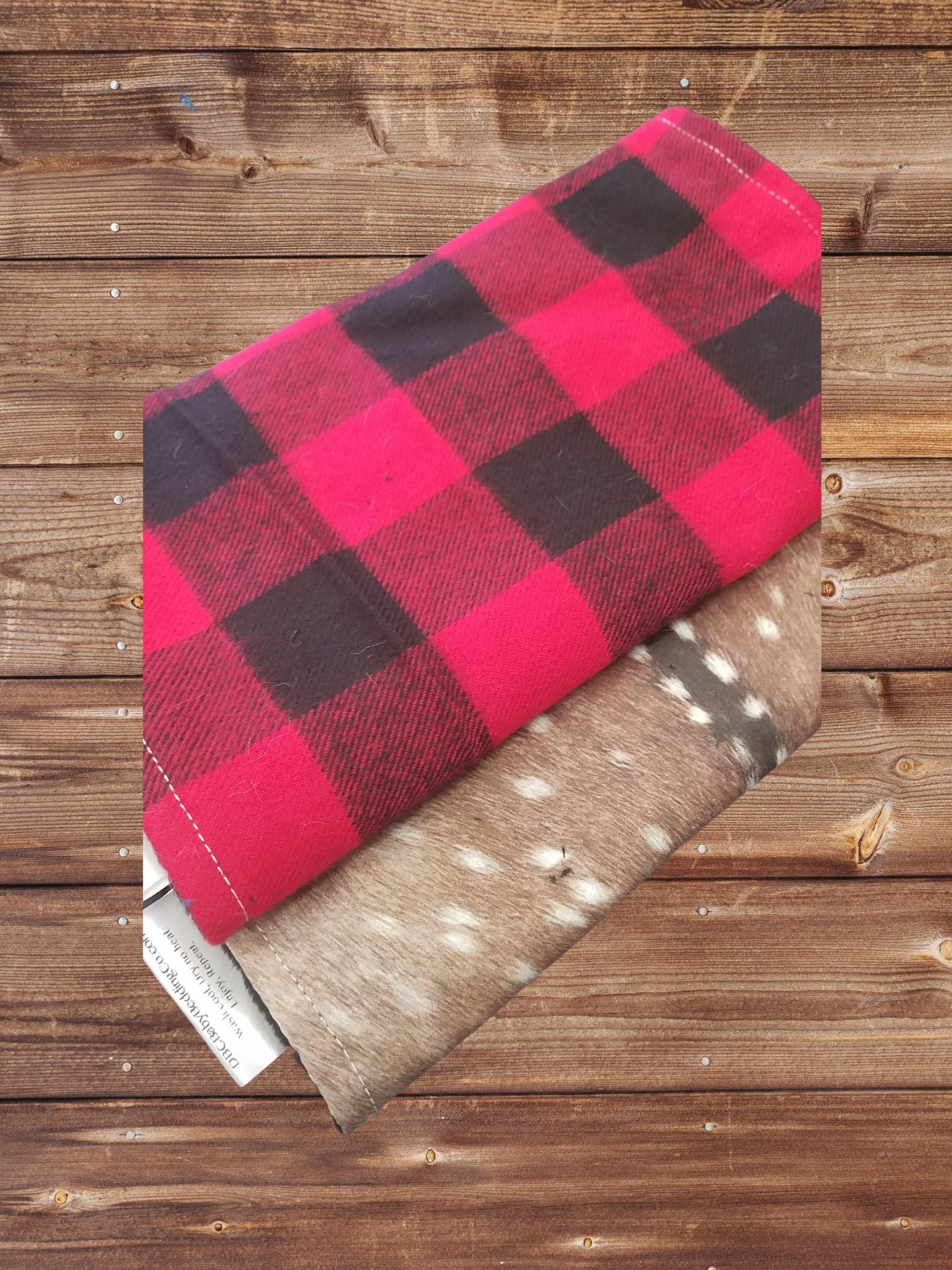 Burp Cloth Set - Red Black Check and Deer Print Woodland Burp Cloths - DBC Baby Bedding Co 