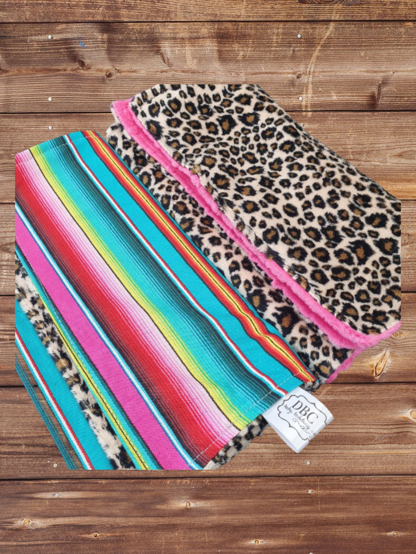 Burp Cloth Set - Serape and Cheetah Minky Western Burp Cloths - DBC Baby Bedding Co 