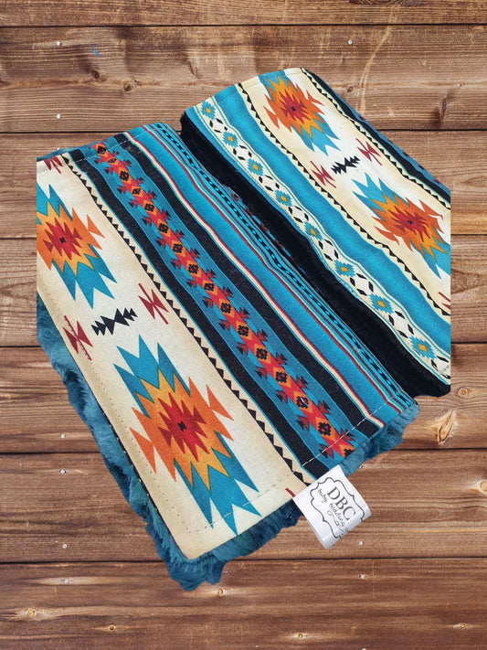 Burp Cloth Set - Teal Aztec Western Burp Cloths - DBC Baby Bedding Co 