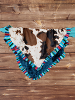 Ruffle Blanket - Cow Minky and Mallard Galaxy Minky with Fiesta Serape Ruffle Western Blanket - DBC Baby Bedding Co 