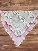 Ruffle Baby Blanket - Lynx Minky and Blush Minky Blanket - DBC Baby Bedding Co 