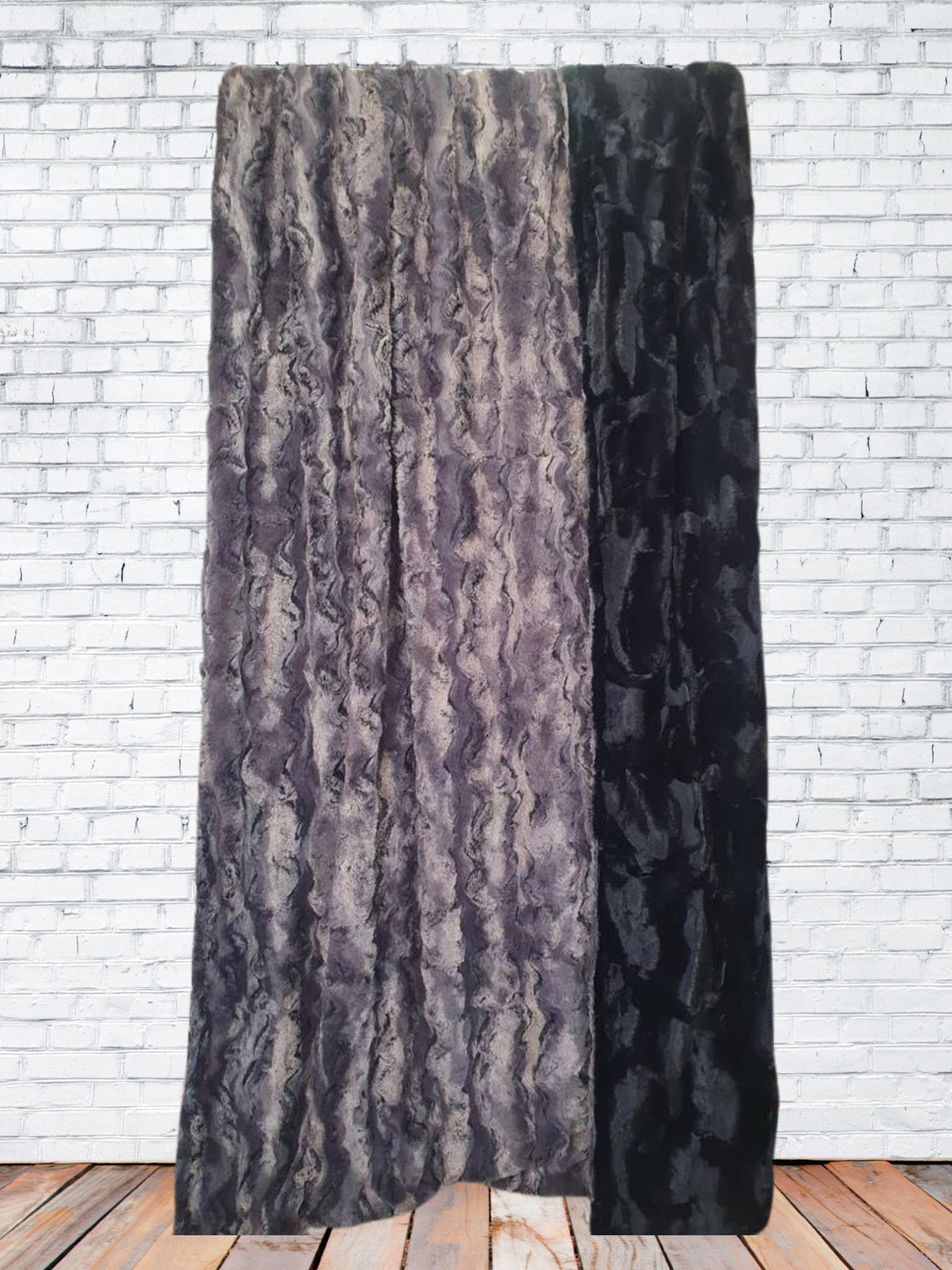 Luxe Minky Blanket  - Gray Wild Rabbit and Black Hide Minky - DBC Baby Bedding Co 