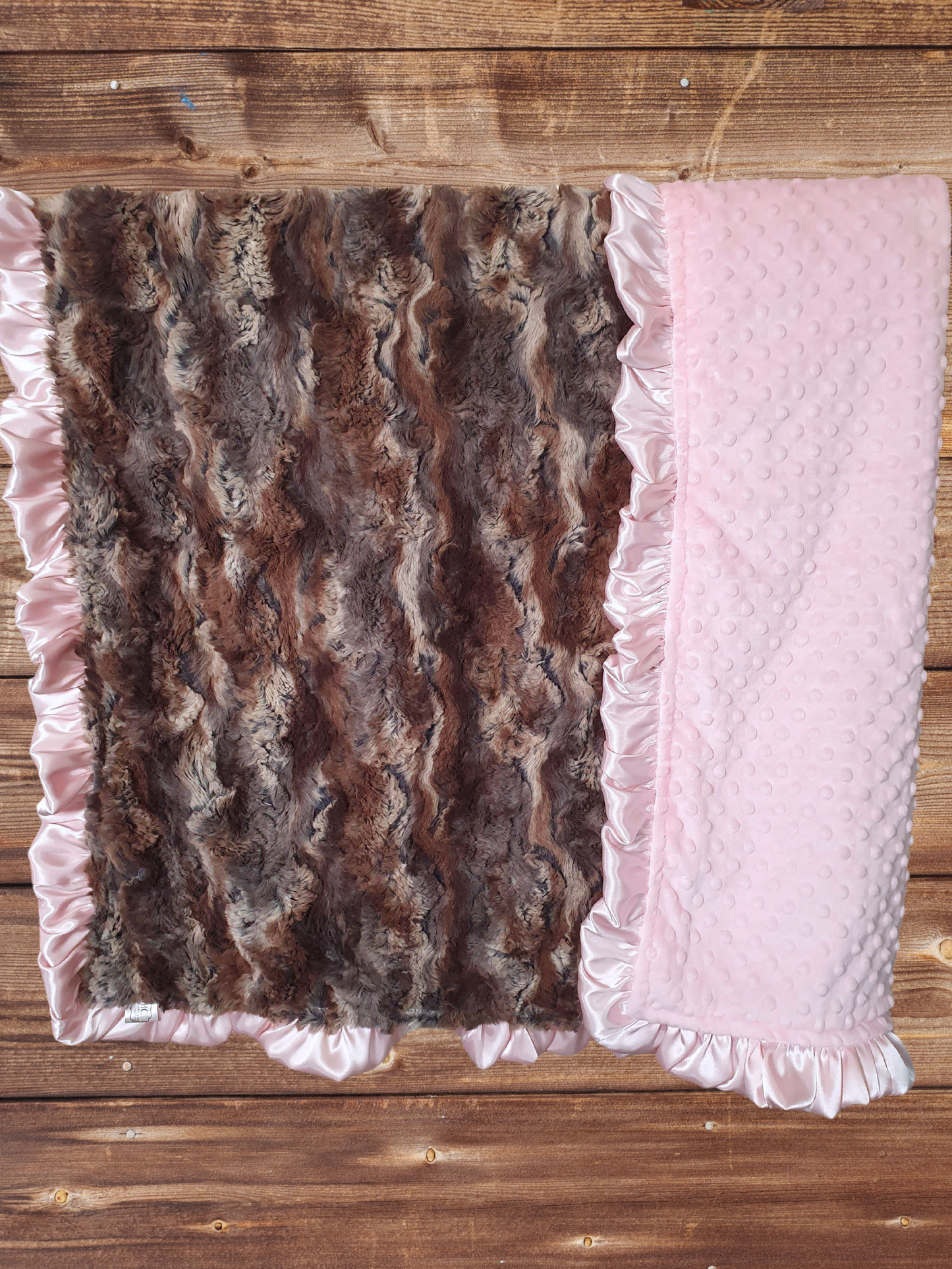 Ruffle Baby Blanket - Wild Rabbit Minky and Blush Minky Blanket - DBC Baby Bedding Co 