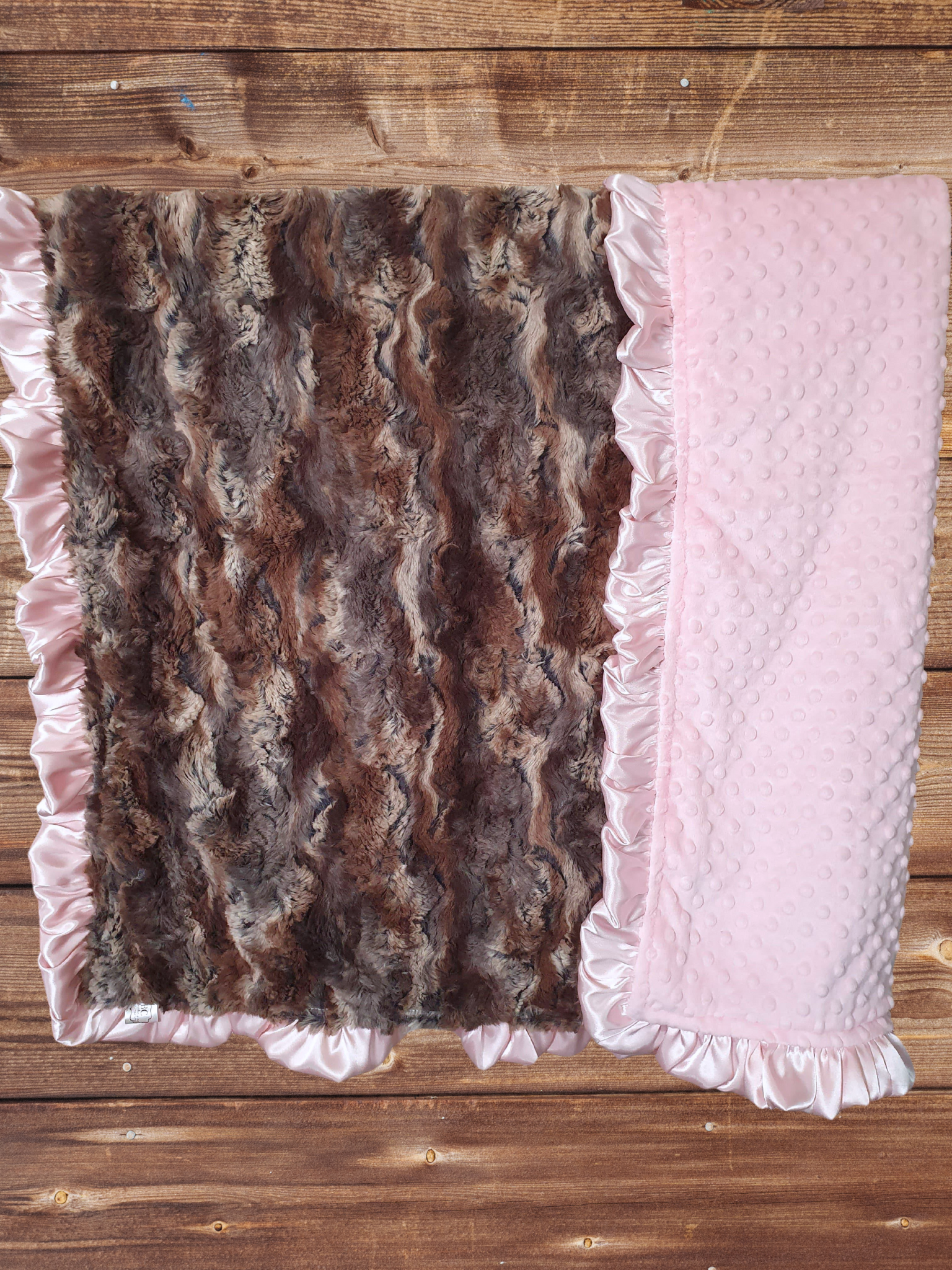 Ruffle Baby Blanket - Wild Rabbit Minky and Blush Minky Blanket - DBC Baby Bedding Co 