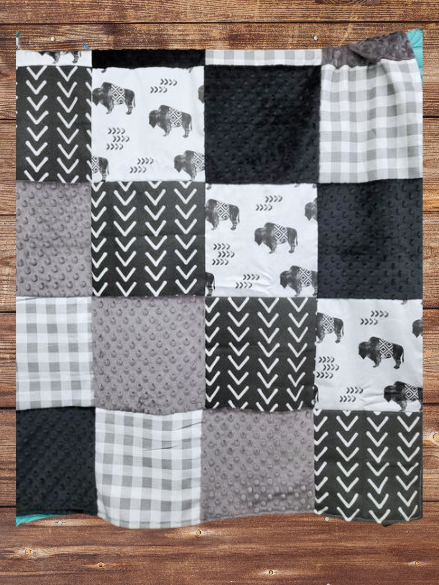 Patchwork Blanket - Buffalo and Boho Arrow Western Blanket - DBC Baby Bedding Co 
