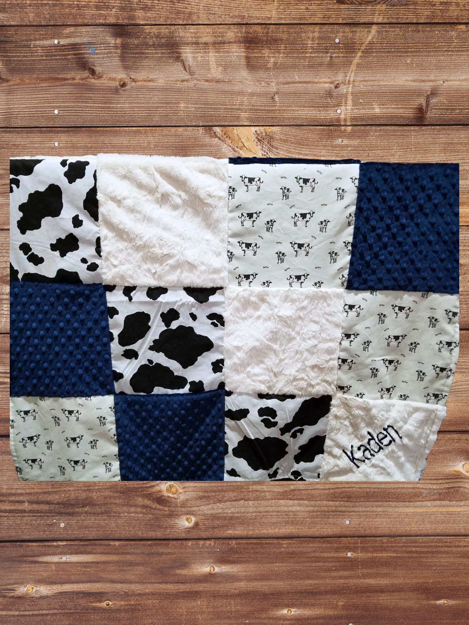 Patchwork Blanket - Cows and Black White Cow Print Farm Blanket - DBC Baby Bedding Co 