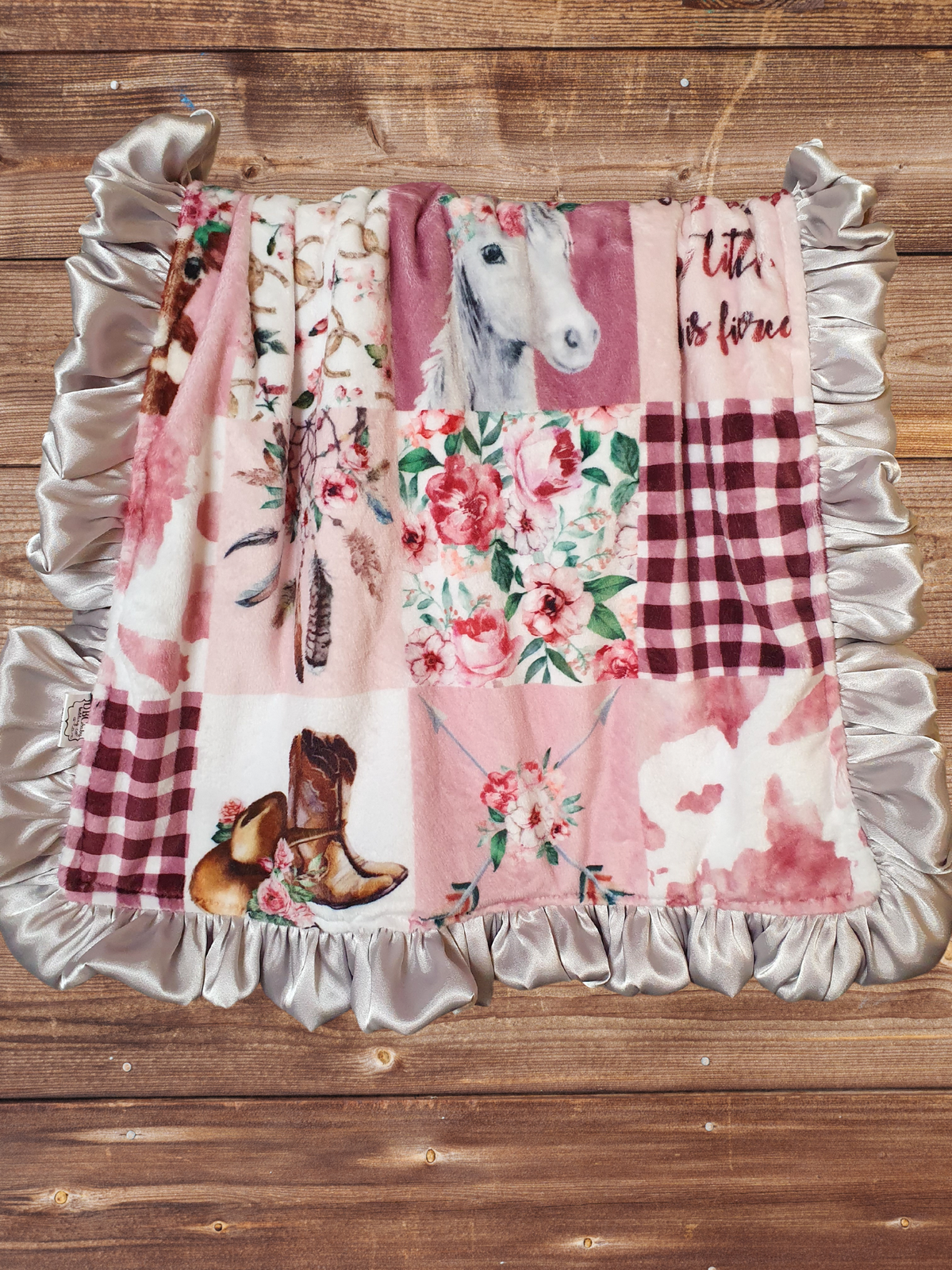 Baby Ruffle Blanket - Cowgirl Minky Western Blanket - DBC Baby Bedding Co 