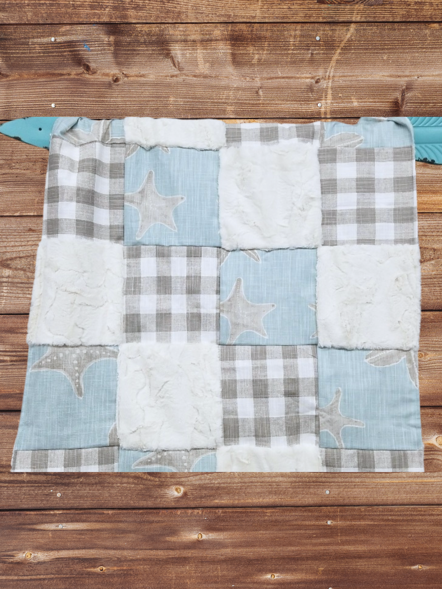 Patchwork Blanket - Ocean Starfish Nautical Blanket - DBC Baby Bedding Co 