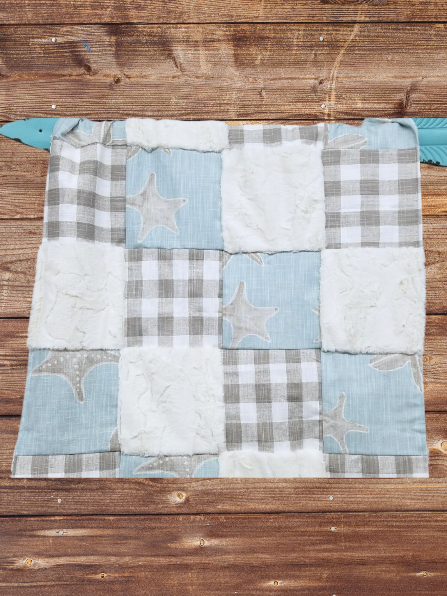 Patchwork Blanket - Ocean Starfish Nautical Blanket - DBC Baby Bedding Co 