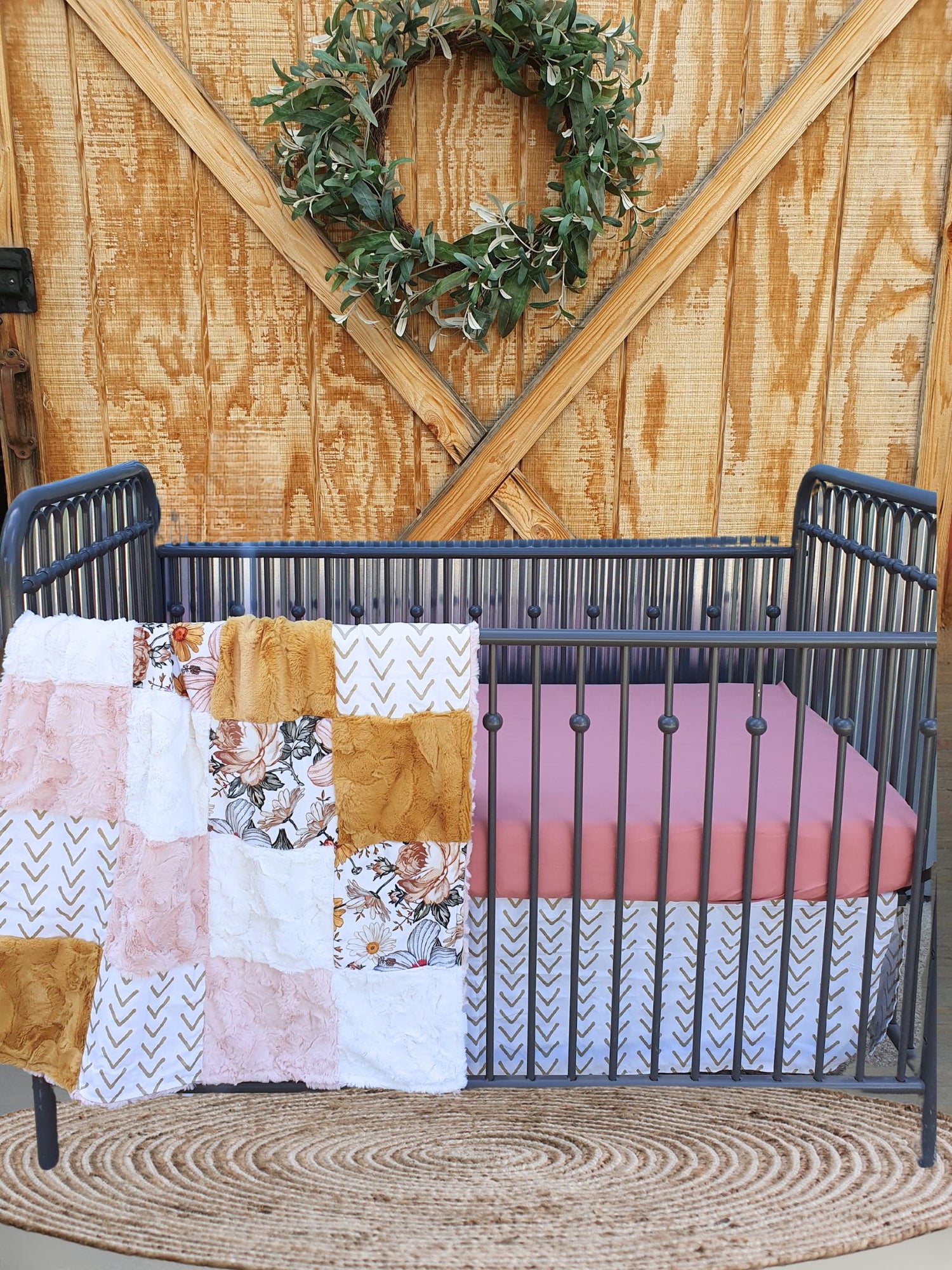 Girl Crib Bedding- Vintage Boho Floral Rose Baby & Toddler Bedding Collection - DBC Baby Bedding Co 