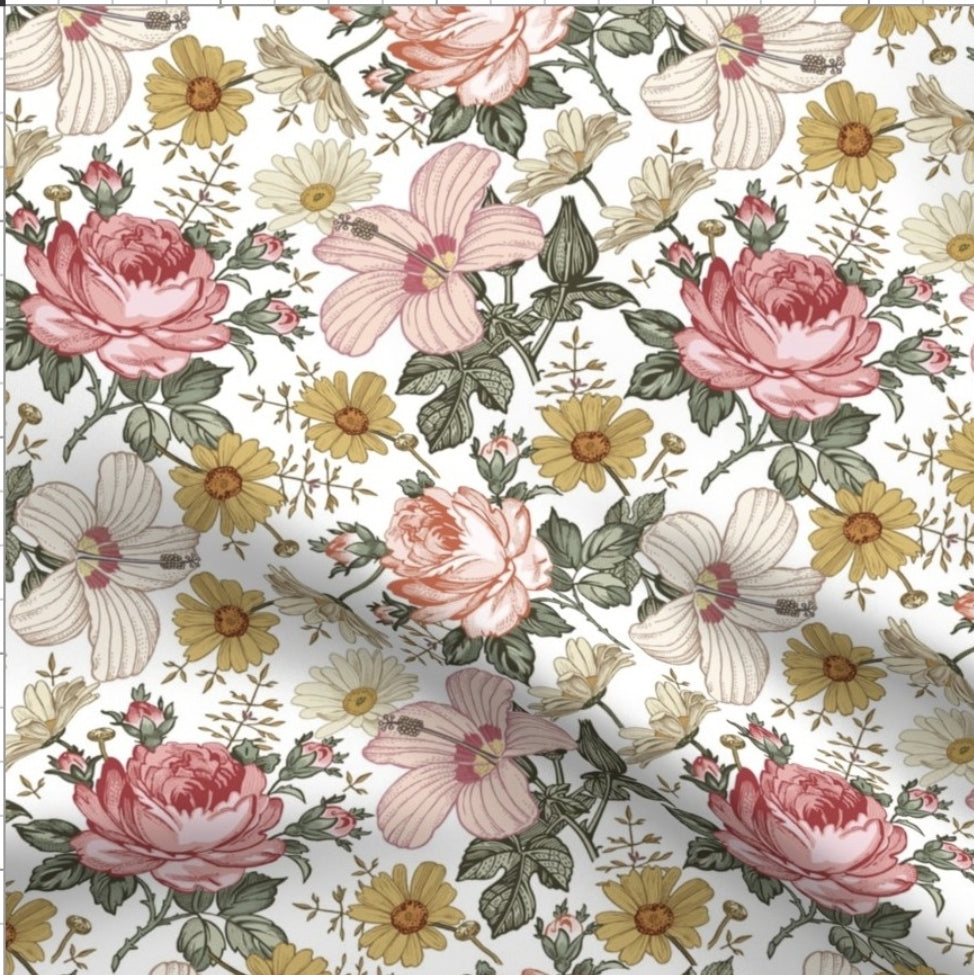 Crib Sheet - Boho Vintage Rose Floral - DBC Baby Bedding Co 