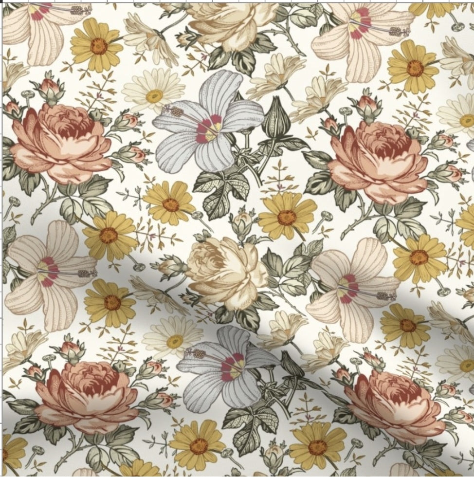 Crib Sheet - Boho Vintage Floral - DBC Baby Bedding Co 
