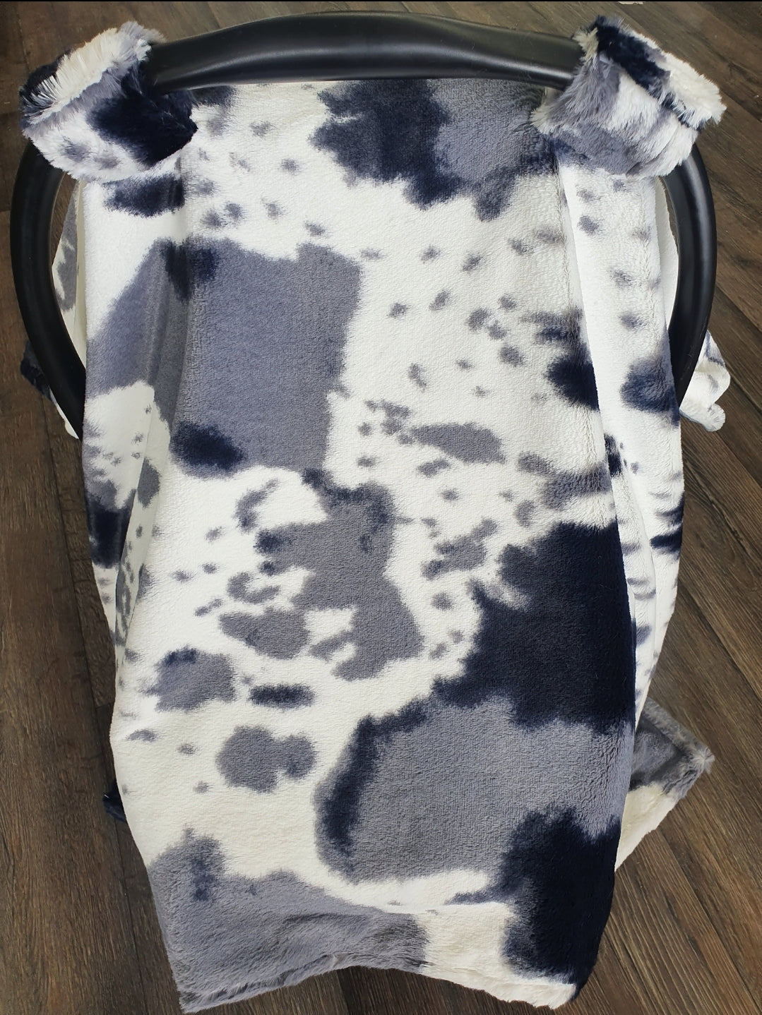 Carseat Tent - Minky Storm Cow - DBC Baby Bedding Co 