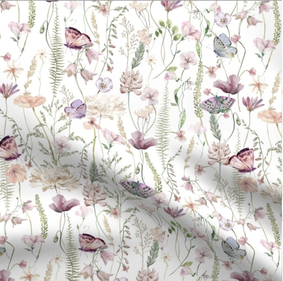 Crib Sheet - Lilac Field Butterfly - DBC Baby Bedding Co 