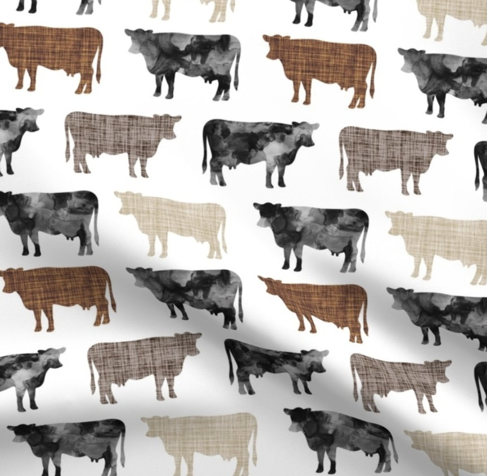 Crib Sheet - Watercolor Cows - DBC Baby Bedding Co 