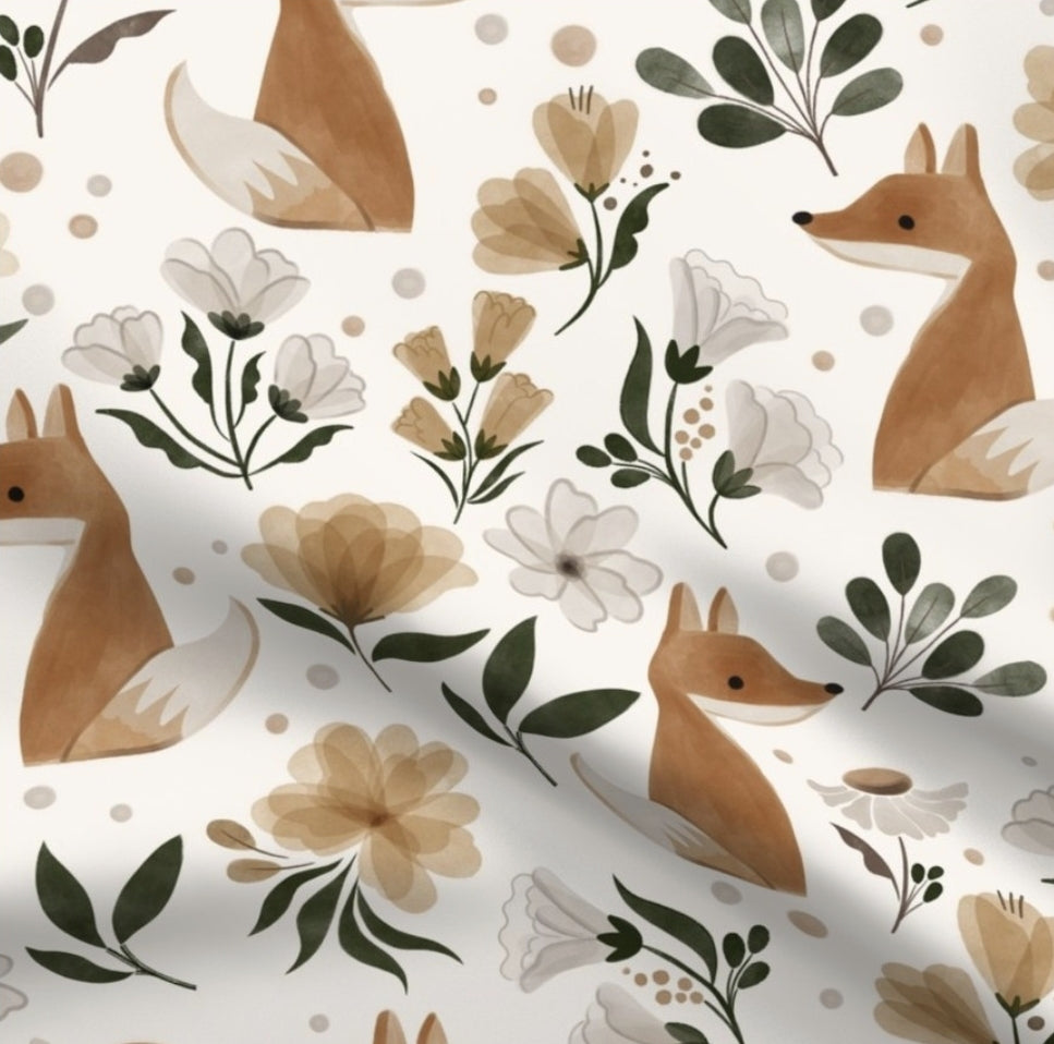 Crib Sheet - Woodland Floral Fox - DBC Baby Bedding Co 