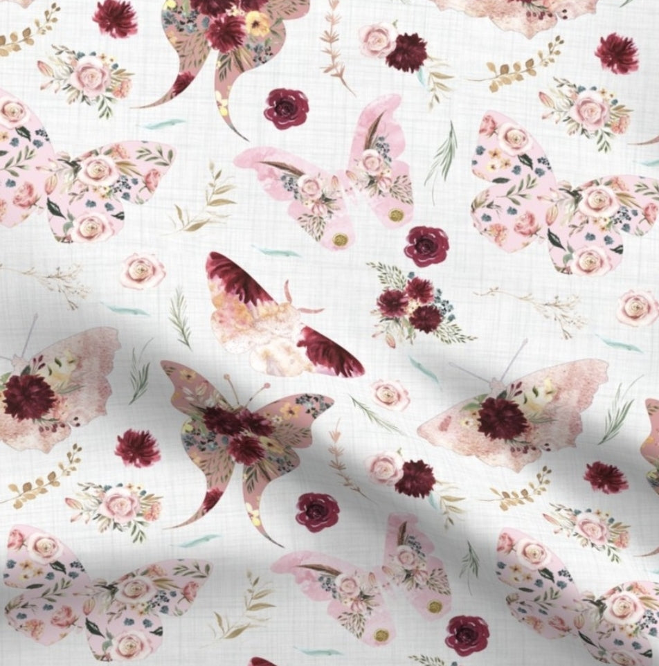 Crib Sheet - Floral Wine Butterfly - DBC Baby Bedding Co 